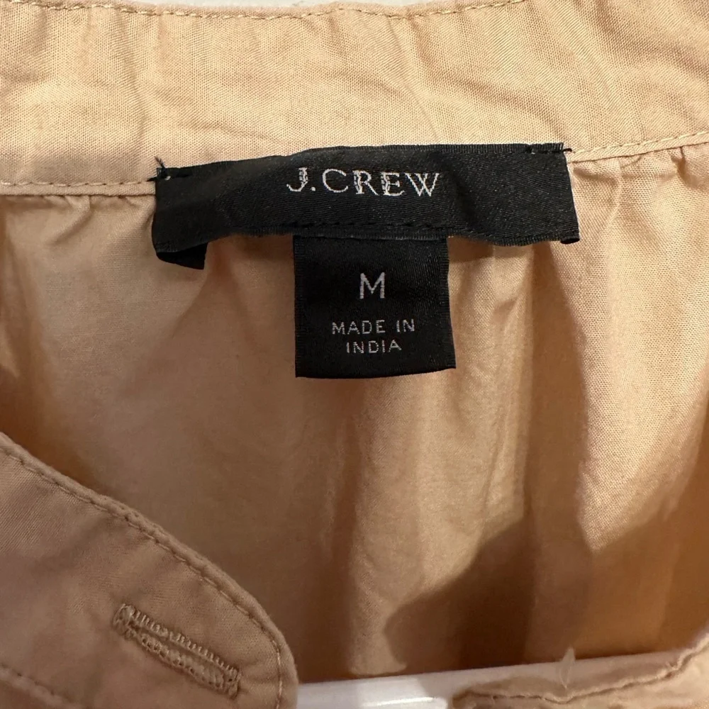 J. Crew Eco-Friendly Recycled Tan Blouse with Ruffle Details Size Medium